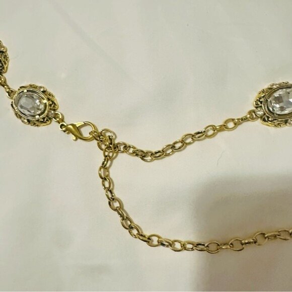 Luvatar Gold Crystal Waist Chain Belt Vintage Glam Statement Jewelry - Picture 6 of 7